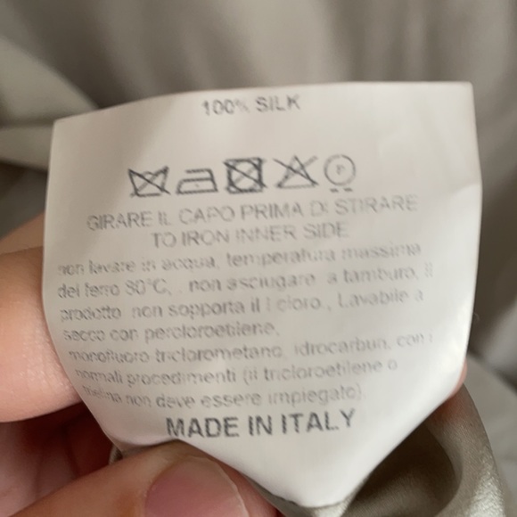 Golden Goose Grey Beige Greige 100% Silk Blouse Shirt With Pockets Button Back S - Picture 8 of 8